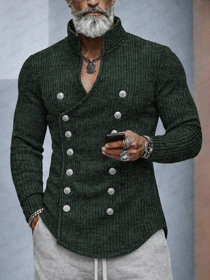 Stylish Double Breasted Knit Cardigan