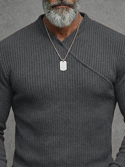 Minimalist Crossover Neck Knit Undershirt