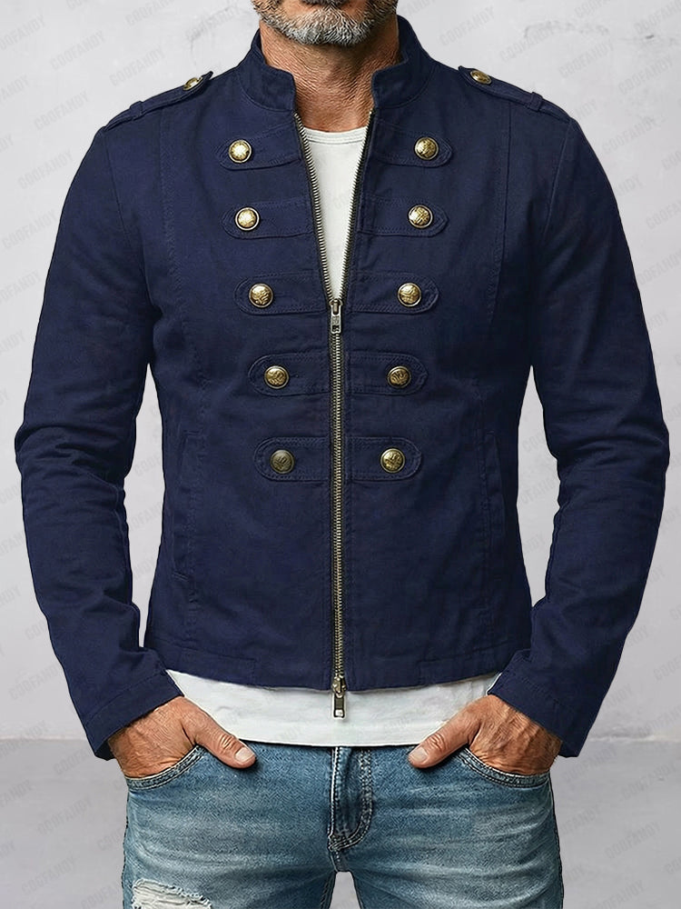 100% Cotton Two-Way Zip Gothic Military Jacket