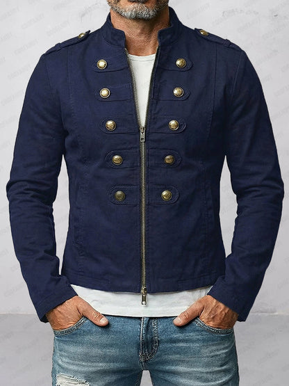 100% Cotton Two-Way Zip Gothic Military Jacket