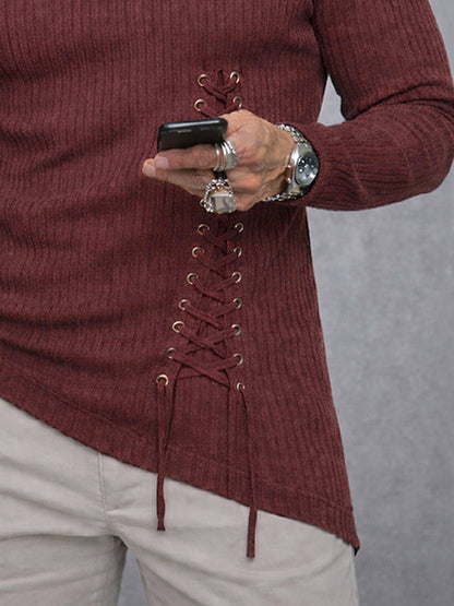 Unique Tie-Up Design Knit Undershirt