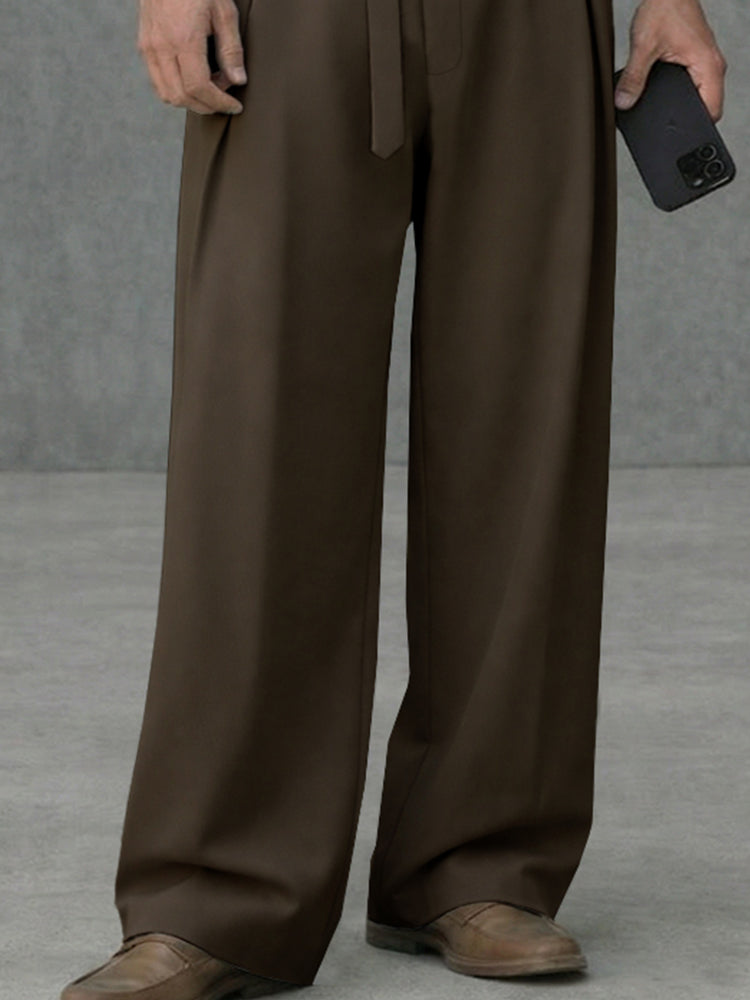 Essential Belted Wide Leg Trousers