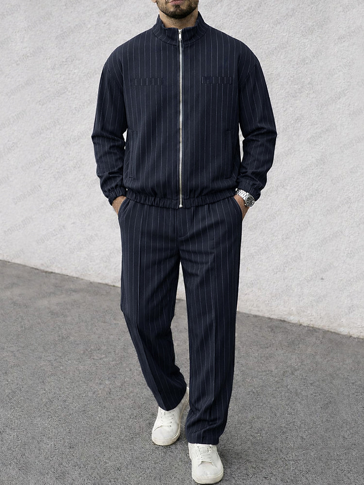 Essential Stripe Jacket and Pants Set
