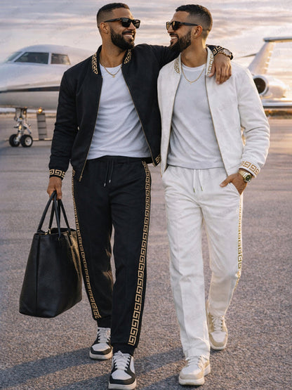 Luxury Webbing Patchwork Jacket Pants Set