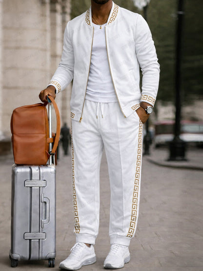 Luxury Webbing Patchwork Jacket Pants Set