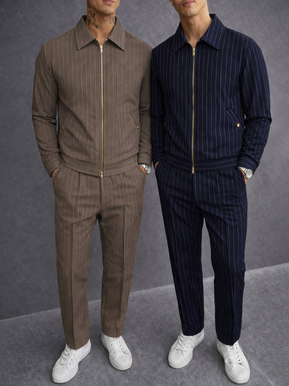 Premium Smart Casual Stripe Jacket Pants Set