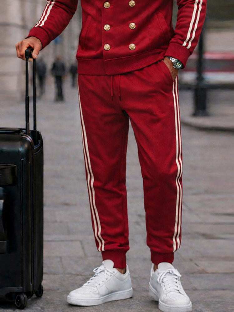 Casual Contrast Side Stripe Jacket Jogger Set