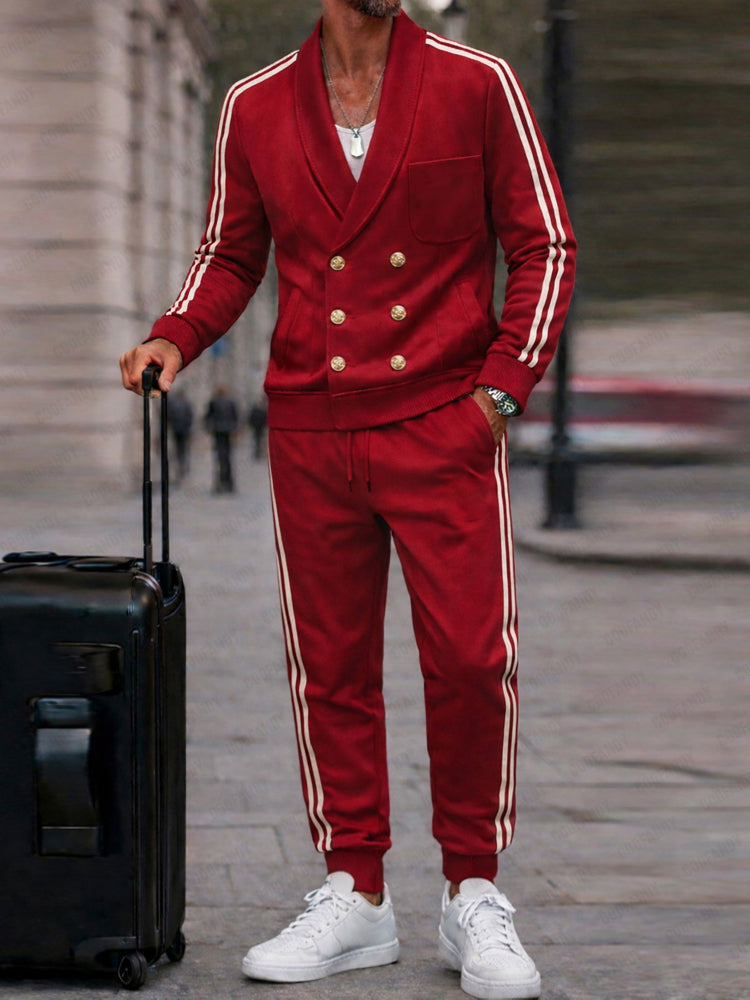 Casual Contrast Side Stripe Jacket Jogger Set