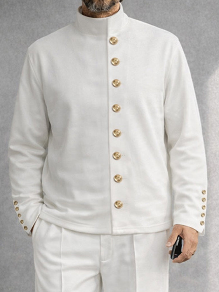 Military-Inspired Button Detail Matching Set