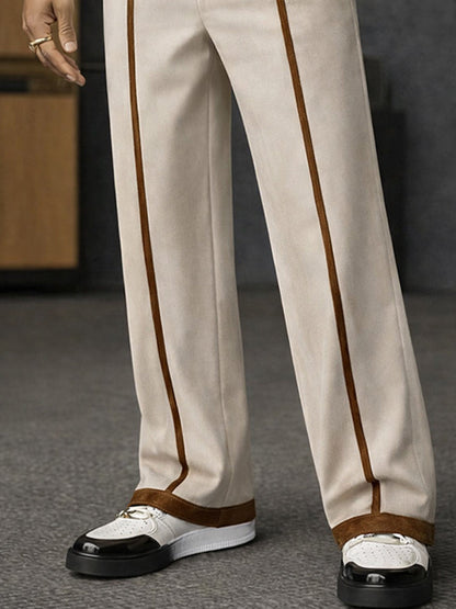 Fashion Two-Tone Lined Straigh Leg Pants