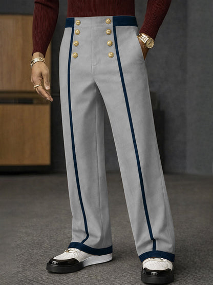 Fashion Two-Tone Lined Straigh Leg Pants