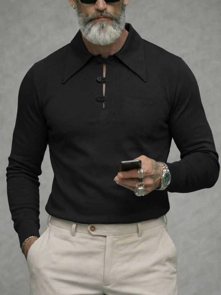 Vintage Lapel Collar Slim Fit Shirt