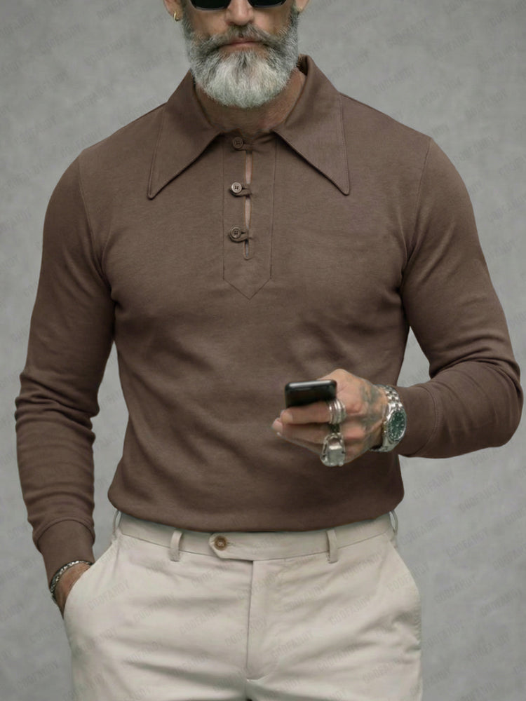 Vintage Lapel Collar Slim Fit Shirt