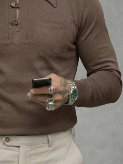 Vintage Lapel Collar Slim Fit Shirt