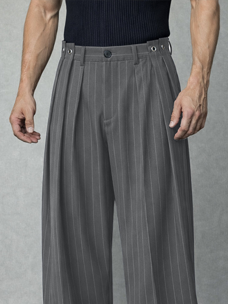 Modern Loose Fit Pinstripe Suit Pants