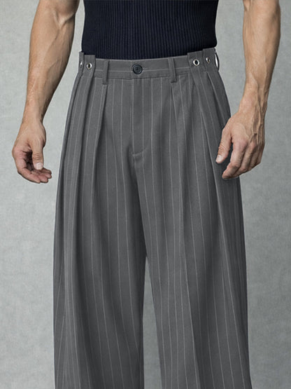 Modern Loose Fit Pinstripe Suit Pants