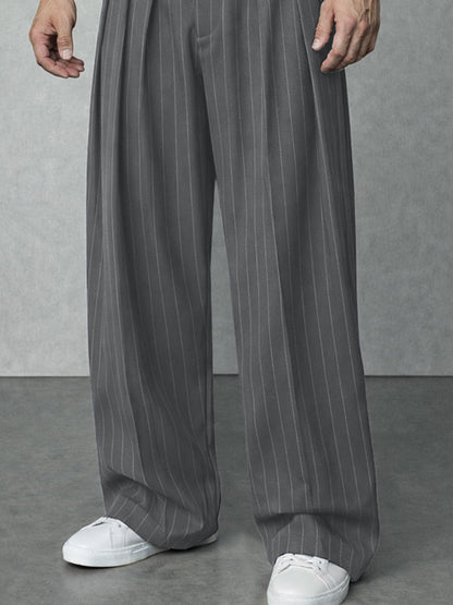 Modern Loose Fit Pinstripe Suit Pants