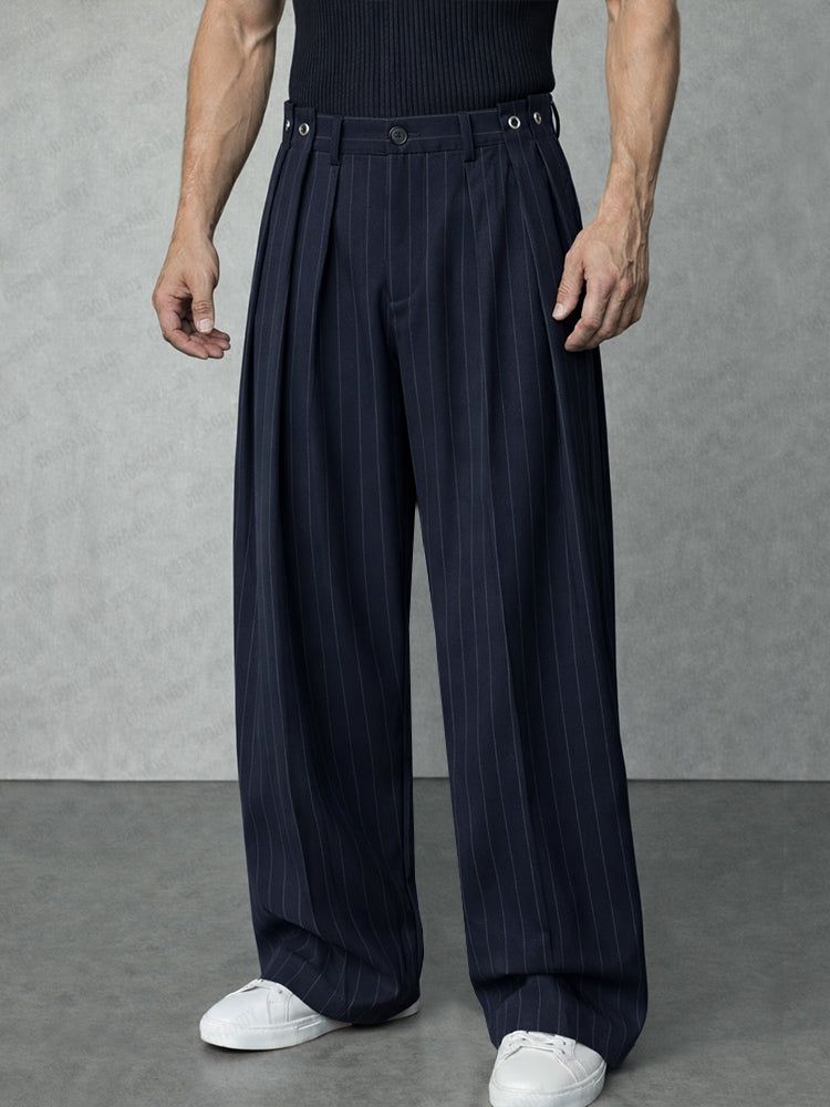 Modern Loose Fit Pinstripe Suit Pants