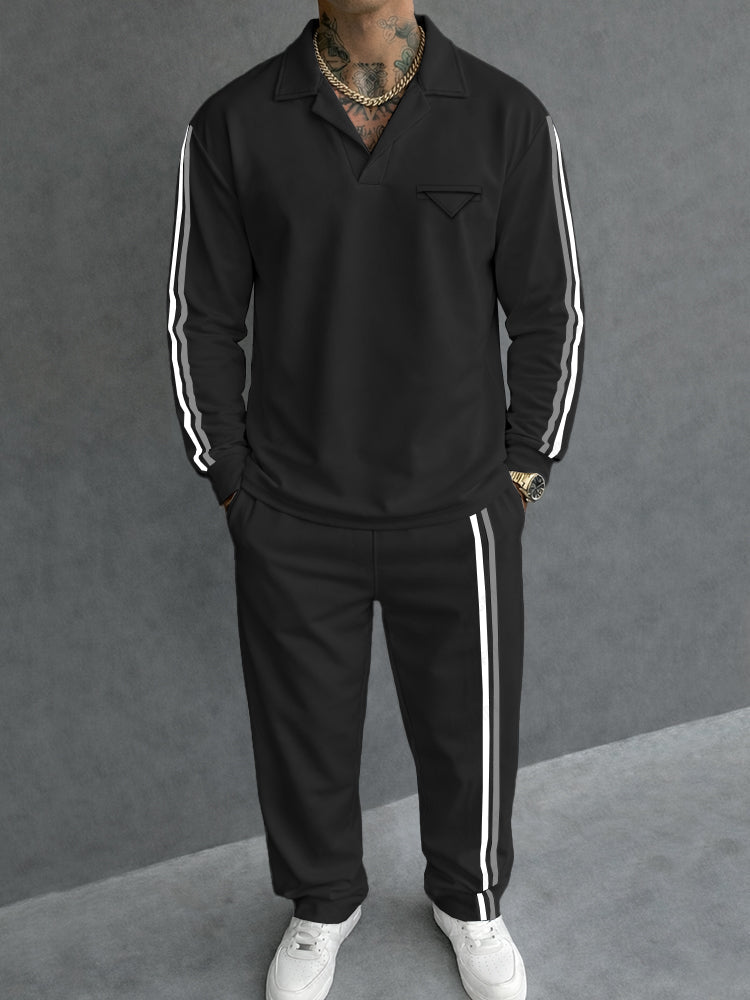Sporty Contrast Stripe Webbing Matching Set