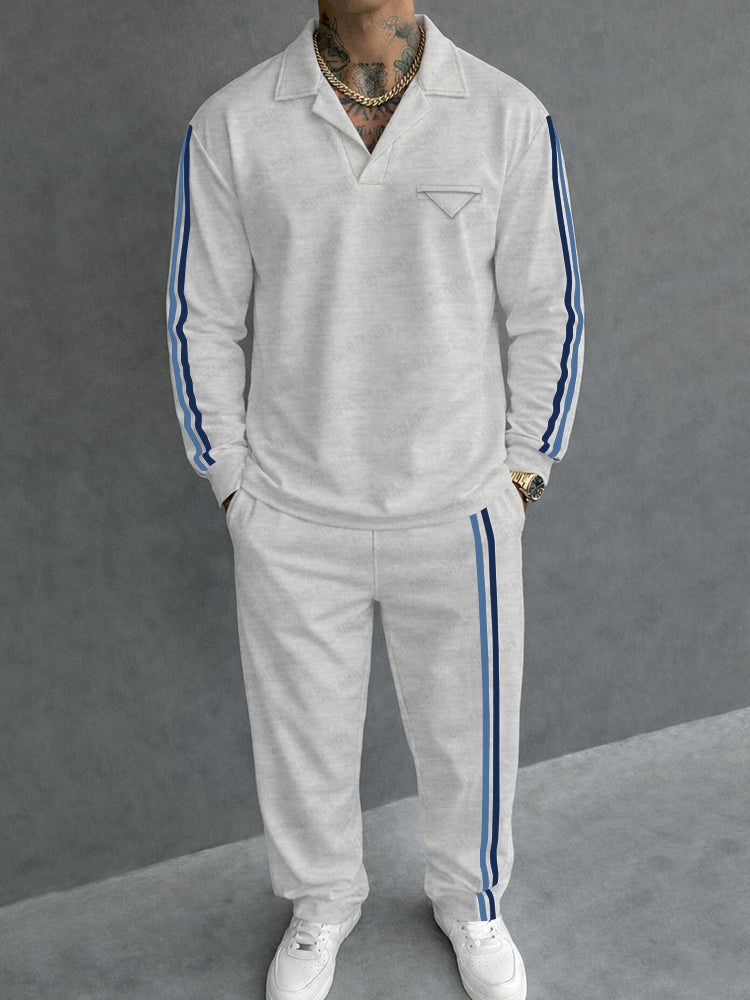 Sporty Contrast Stripe Webbing Matching Set