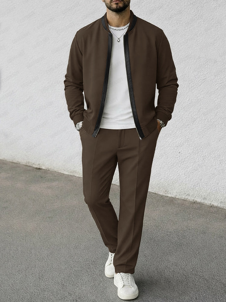 Daily Casual Suede Jacket and Pants Set