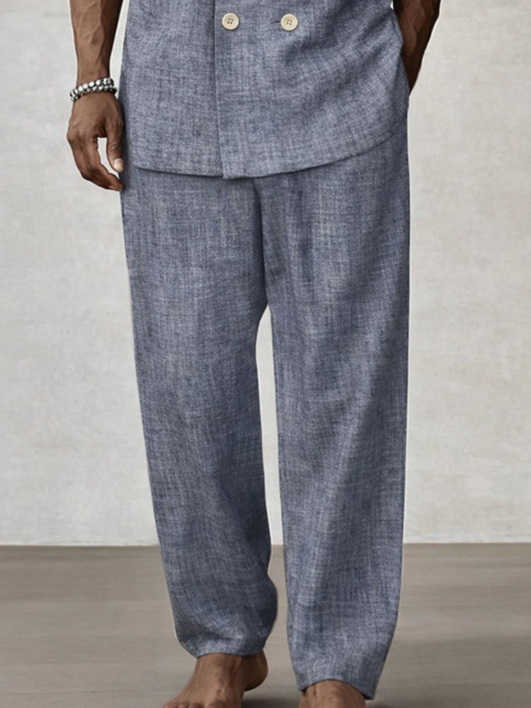 Casual Breathable Double Breasted Shirt Pants Set