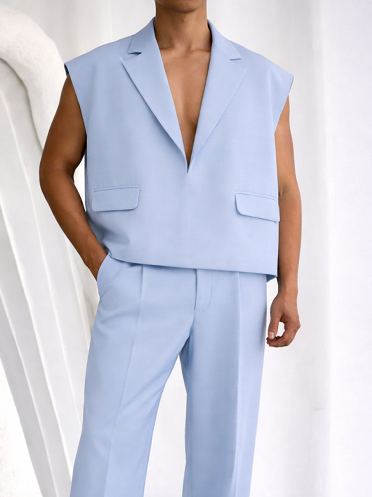 Fashion-Forward Lapel Blazer Vest and Pants Set