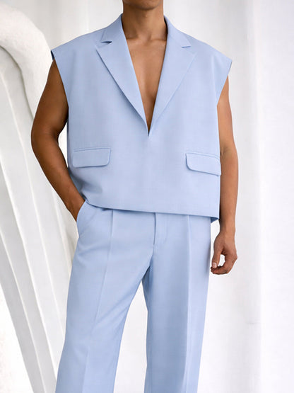Fashion-Forward Lapel Blazer Vest and Pants Set