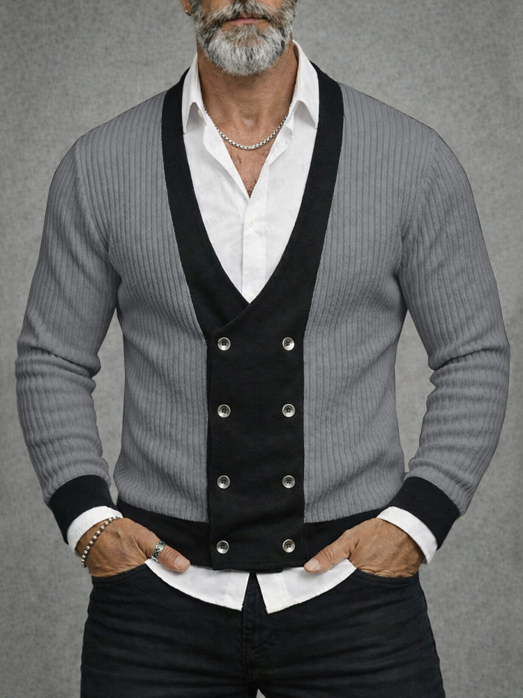 Casual Colorblock Textured Knit Spring Cardigan