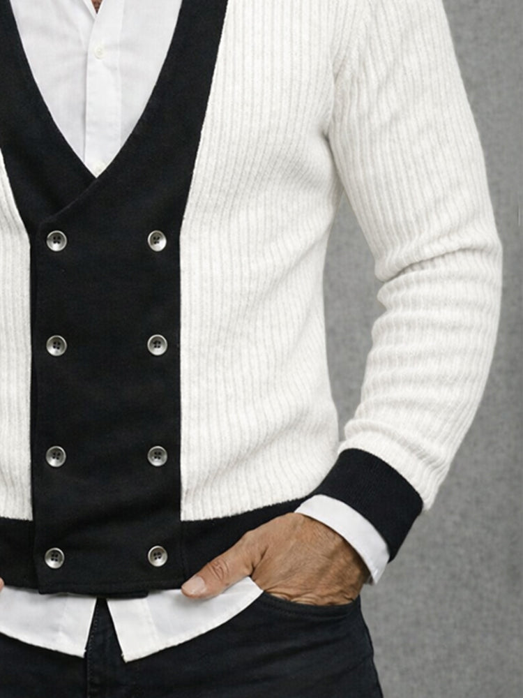 Casual Colorblock Textured Knit Spring Cardigan