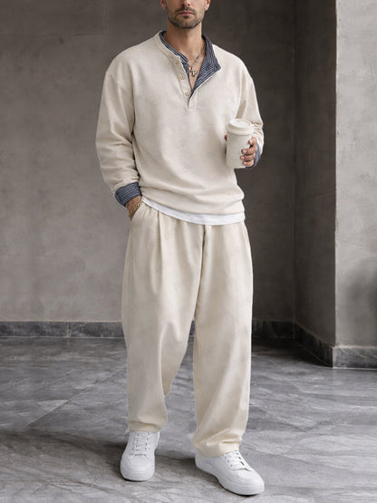 Casual Comfy Stripe Patchwork Sweatsuit Sets