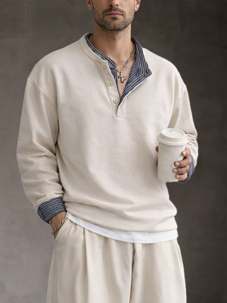 Casual Comfy Stripe Patchwork Sweatsuit Sets