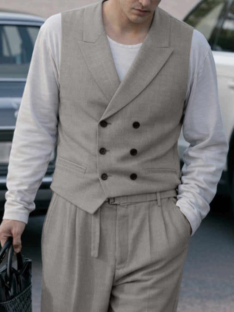 Smart Casual Double-Breasted Vest Pants Set