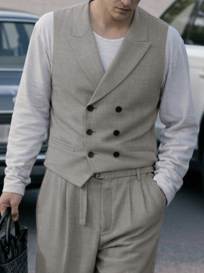 Smart Casual Double-Breasted Vest Pants Set