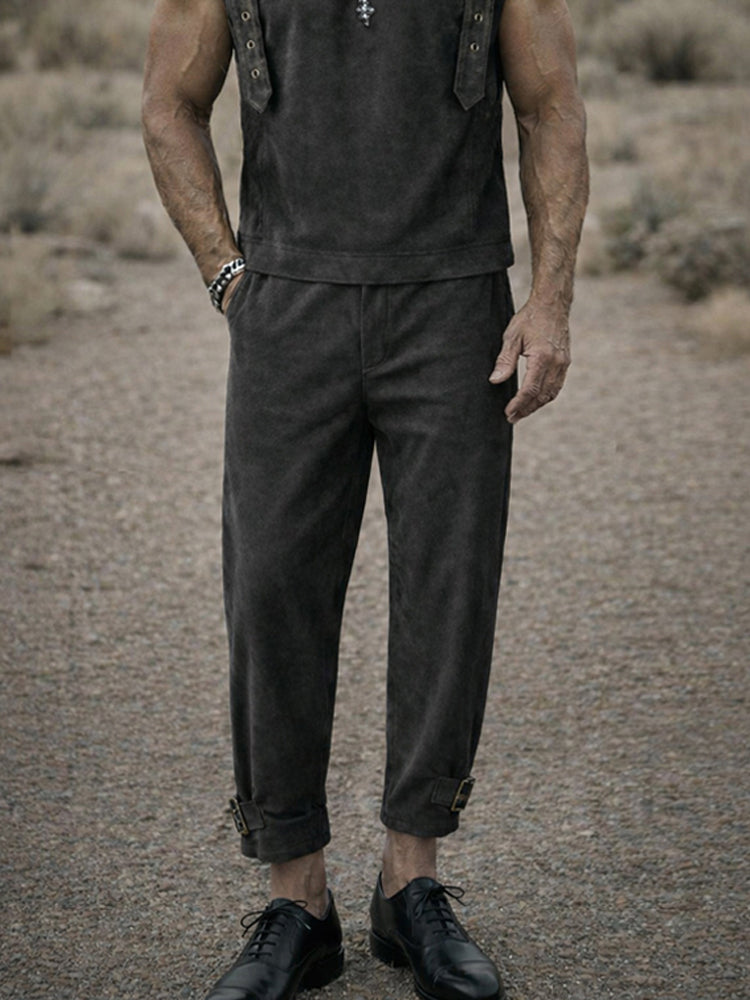 Vintage Punk Style Tank Top Pants Set