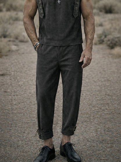 Vintage Punk Style Tank Top Pants Set