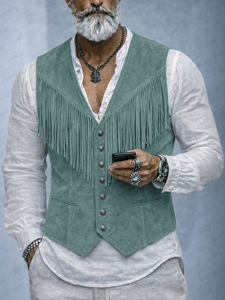 Western Cowboy Style Tassel Suede Vest