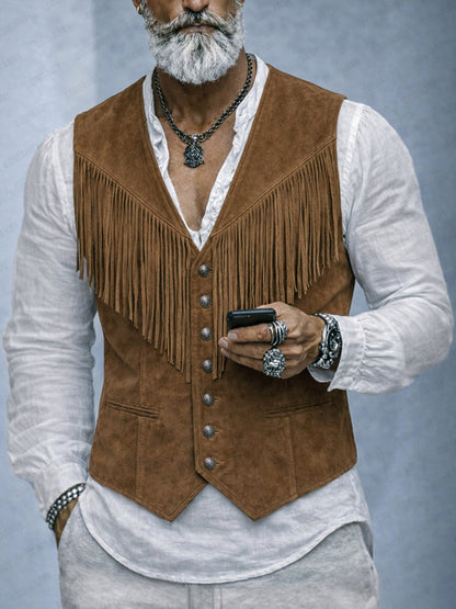 Western Cowboy Style Tassel Suede Vest