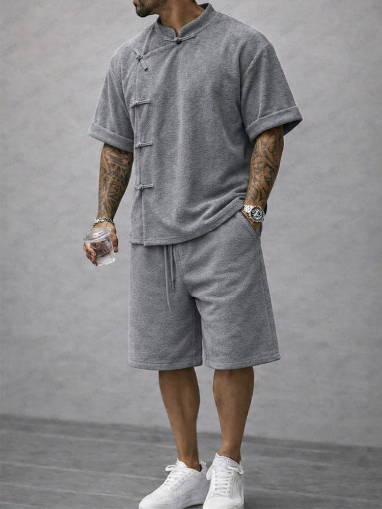 Casual Summer Frog Button Shirt and Shorts Sets