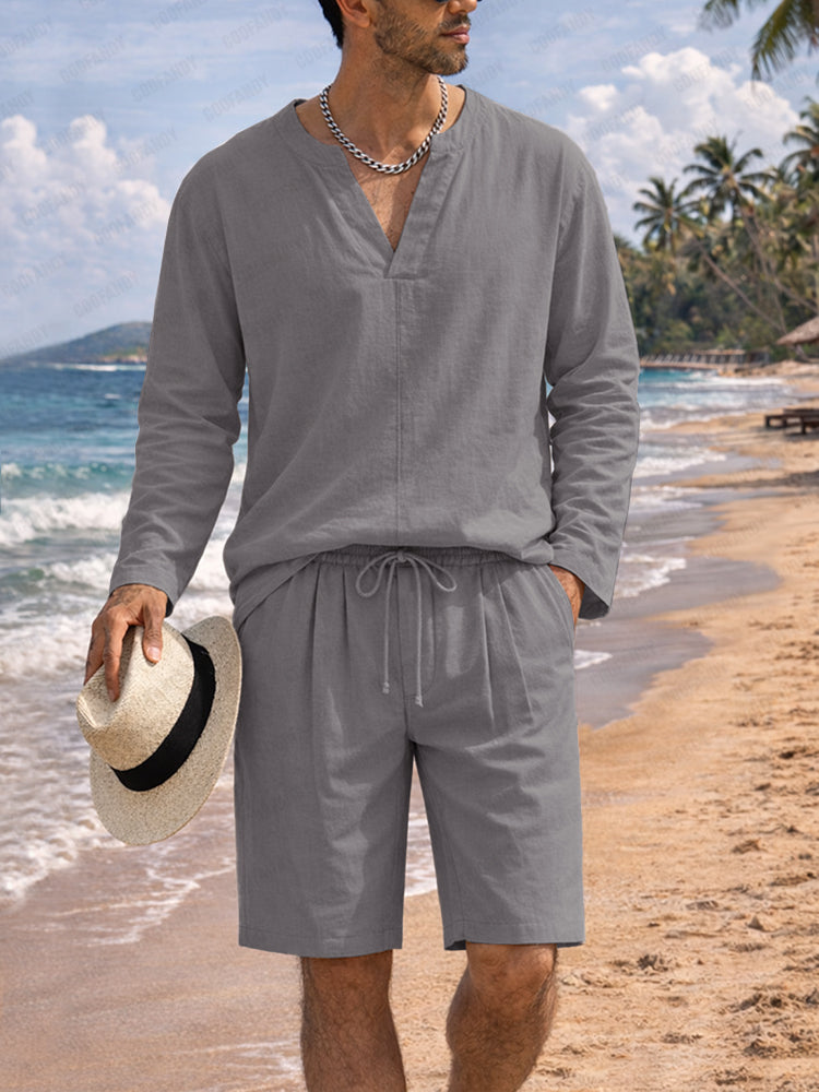 Comfort Skin-Friendly Cotton Shirts Shorts Set