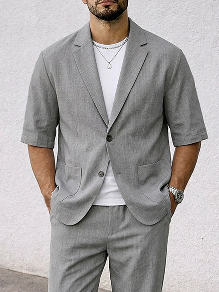 Smart Casual Short Sleeves Blazer Pants Set