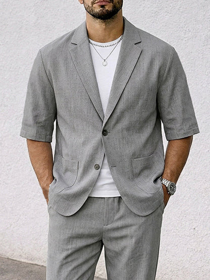 Smart Casual Short Sleeves Blazer Pants Set