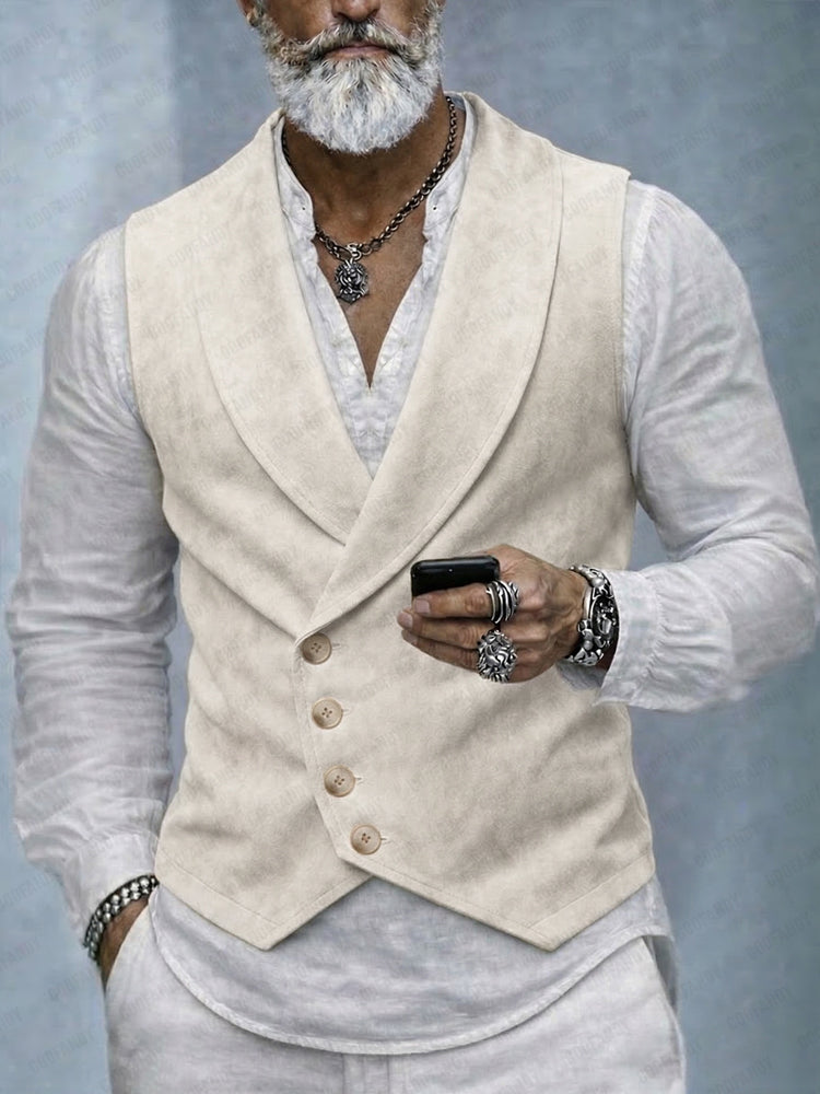 Retro Elegant Suede Shawl Lapel Suit Vest