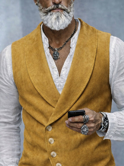 Retro Elegant Suede Shawl Lapel Suit Vest