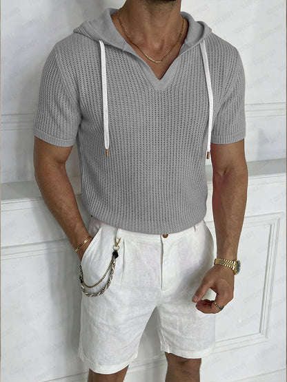 Casual Summer Knit Short Sleeve Hoodie