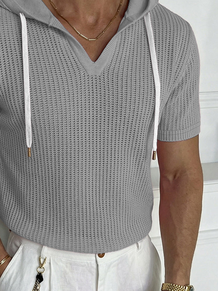 Casual Summer Knit Short Sleeve Hoodie