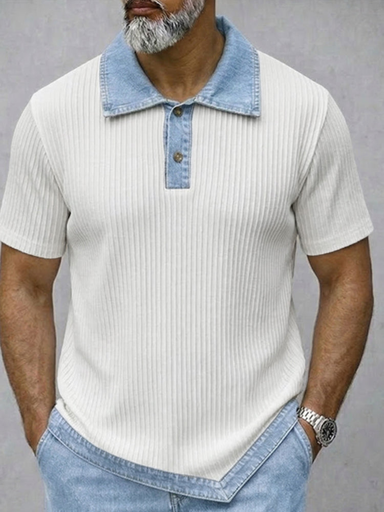 Casual Summer Contrast Denim Textured Matching Set