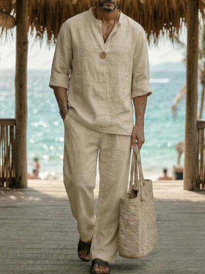 Minimalist Breathable 100% Cotton Shirt Pants Set