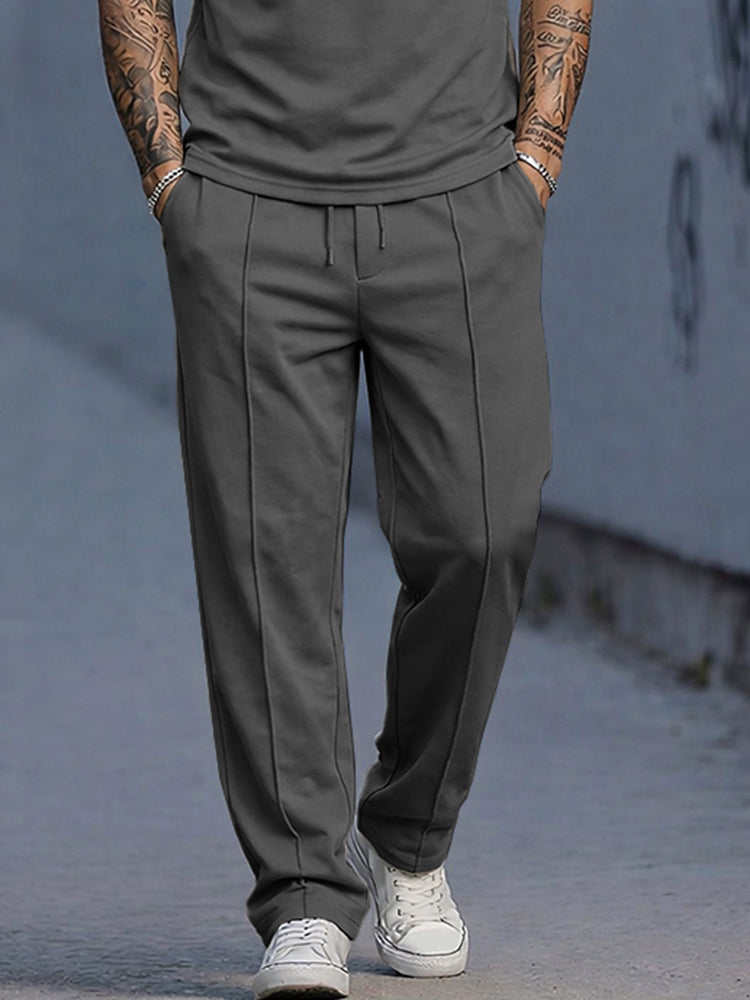 Smart Casual Contrast Color Half Zip T-Shirt Set