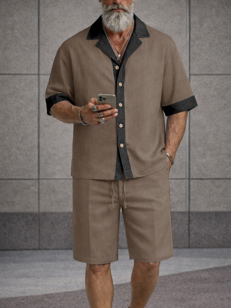 Essential Loose Color Block Shirt and Shorts Set